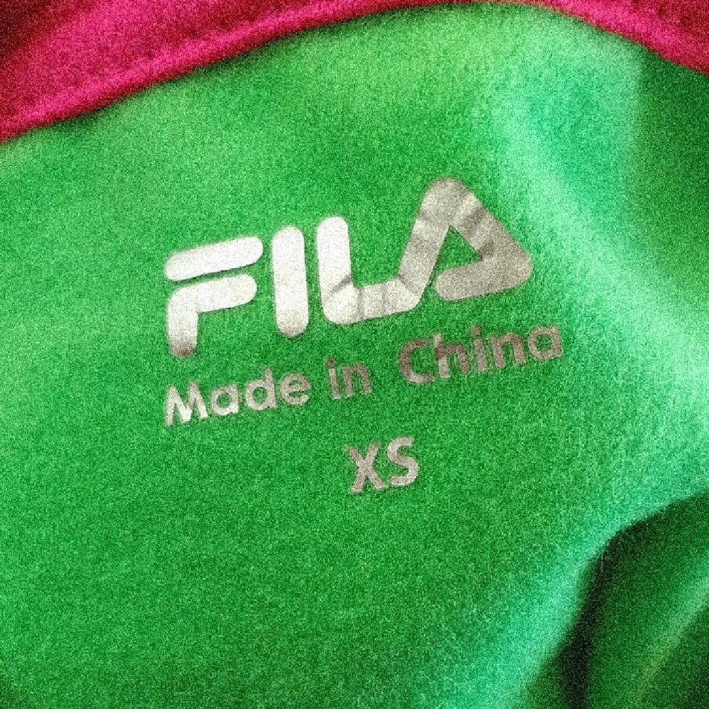 Fila Hoodie Womens XS Green Excellent Pullover Logo Athletic Pocket Pink Accent - Picture 3 of 4